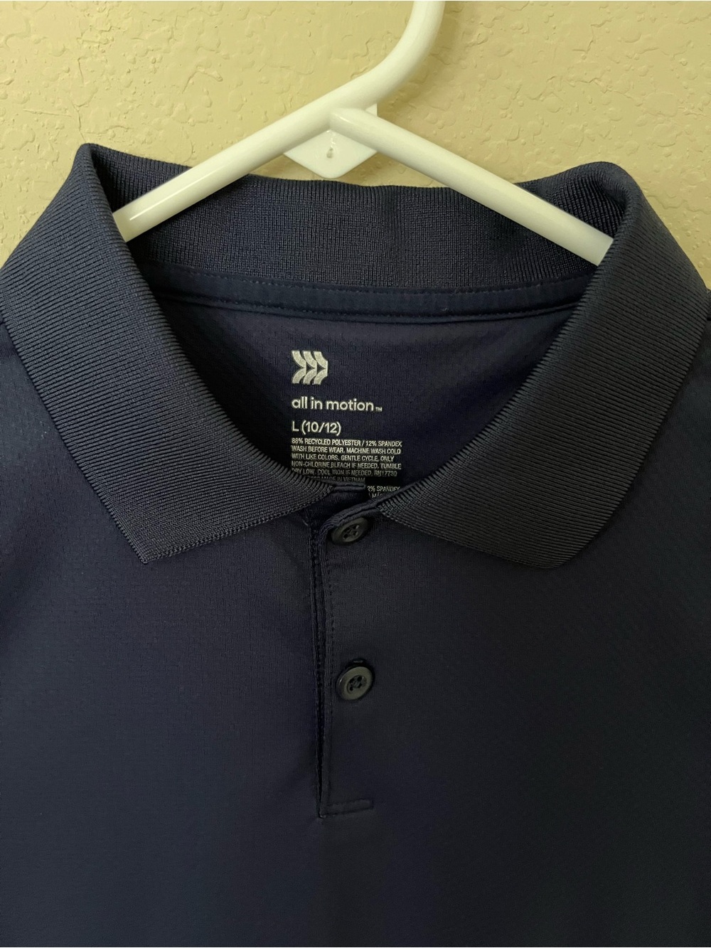 All in Motion Boys Navy Blue Performance Polo Shirt Large 10/12 School Uniform - Picture 2 of 3